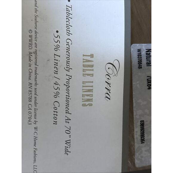 NEW Waterford Linens Corra Tablecloth Oblong 70" x 84" Natural Linen Cotton - Picture 6 of 8